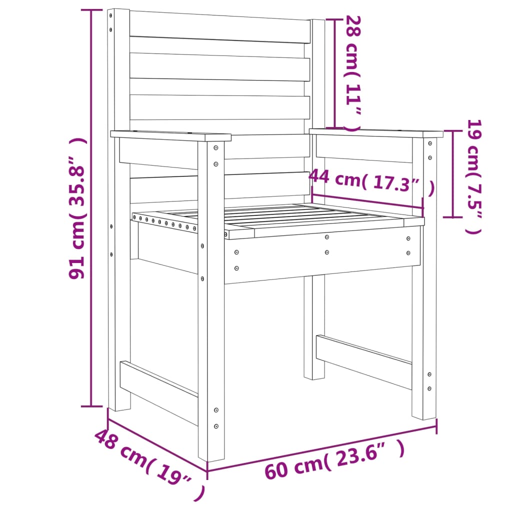 Berkfield Garden Chairs 2 pcs White 60x48x91 cm Solid Wood Pine
