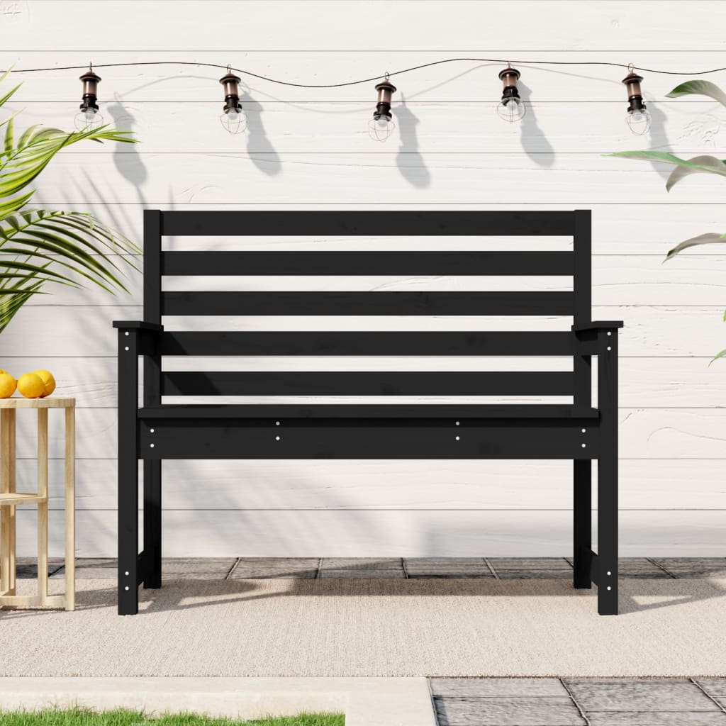 Berkfield Garden Bench Black 109x48x91.5 cm Solid Wood Pine
