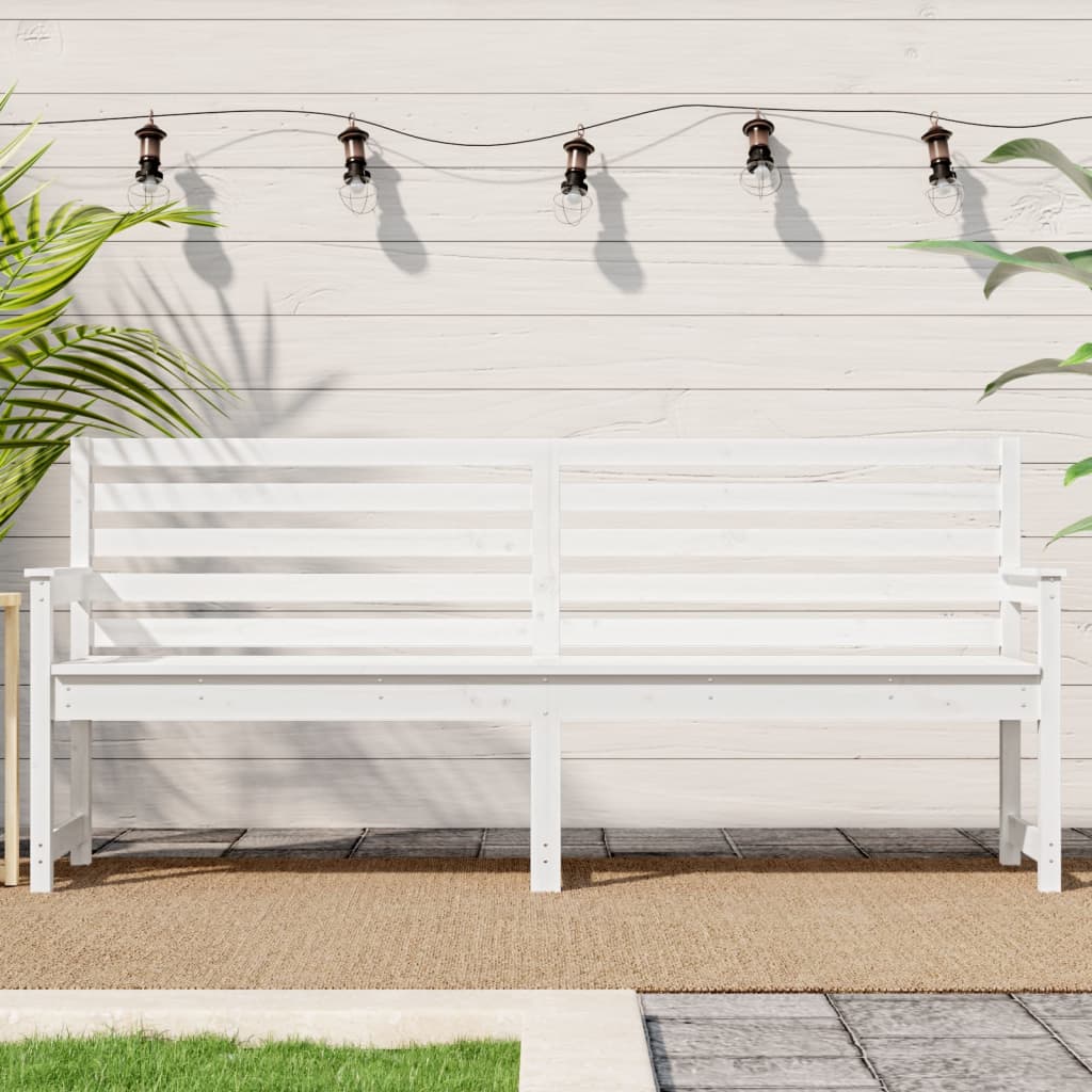 Berkfield Garden Bench White 203.5x48x91.5 cm Solid Wood Pine