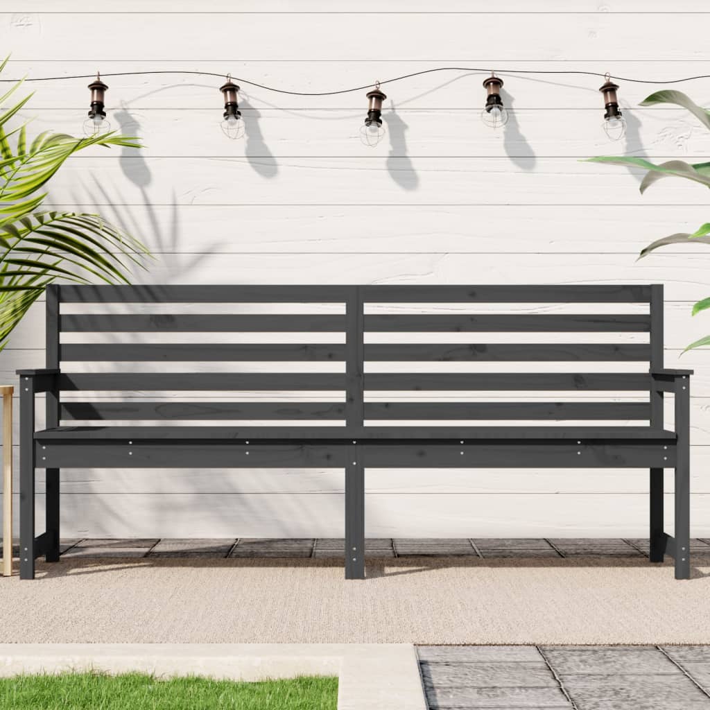Berkfield Garden Bench Grey 203.5x48x91.5 cm Solid Wood Pine