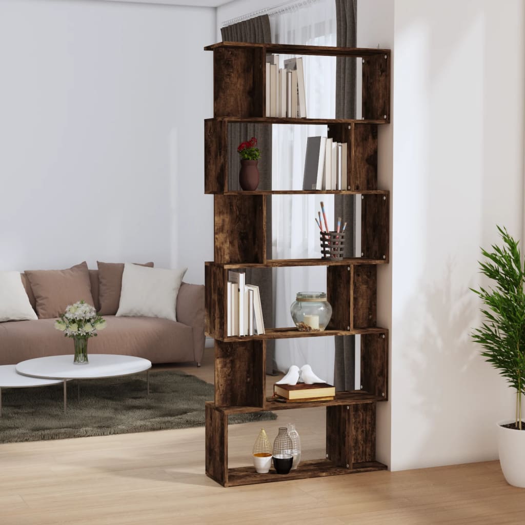 Berkfield Book Cabinet/Room Divider Smoked Oak 80x24x192 cm Engineered Wood