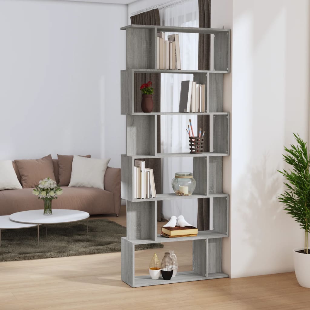 Berkfield Book Cabinet/Room Divider Grey Sonoma 80x24x192 cm Engineered Wood