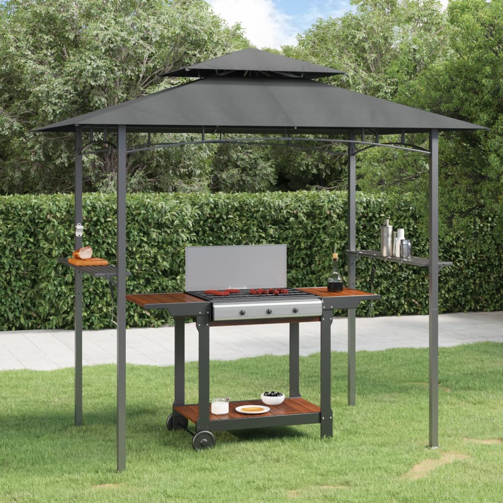 Berkfield BBQ Gazebo with Side Shelves Anthracite 240x150x243 cm Steel