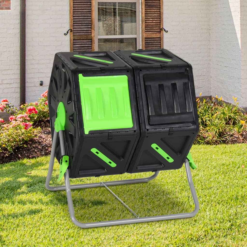 Berkfield Tumbling Composter Dual Chamber 63x60x74 cm 140 L Polypropylene