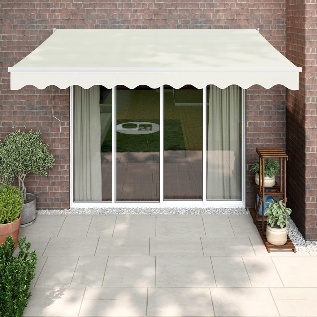 Berkfield Retractable Awning Cream 3.5x2.5 m Fabric and Aluminium