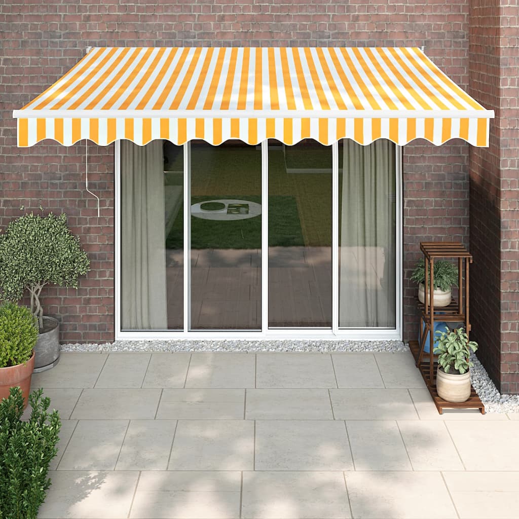 Berkfield Retractable Awning Yellow and White 3x2.5 m Fabric and Aluminium