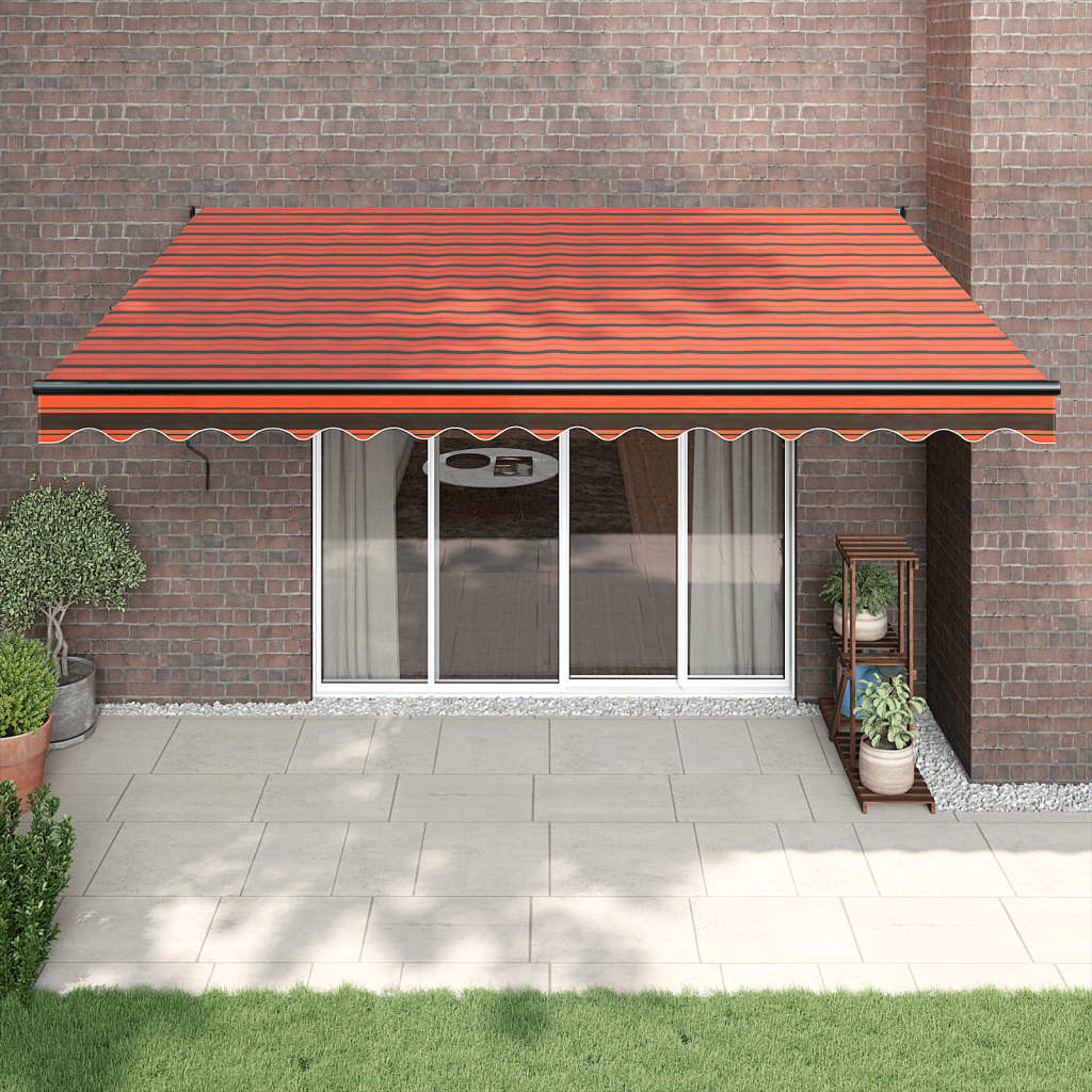 Berkfield Retractable Awning Orange and Brown 4x3 m Fabric and Aluminium