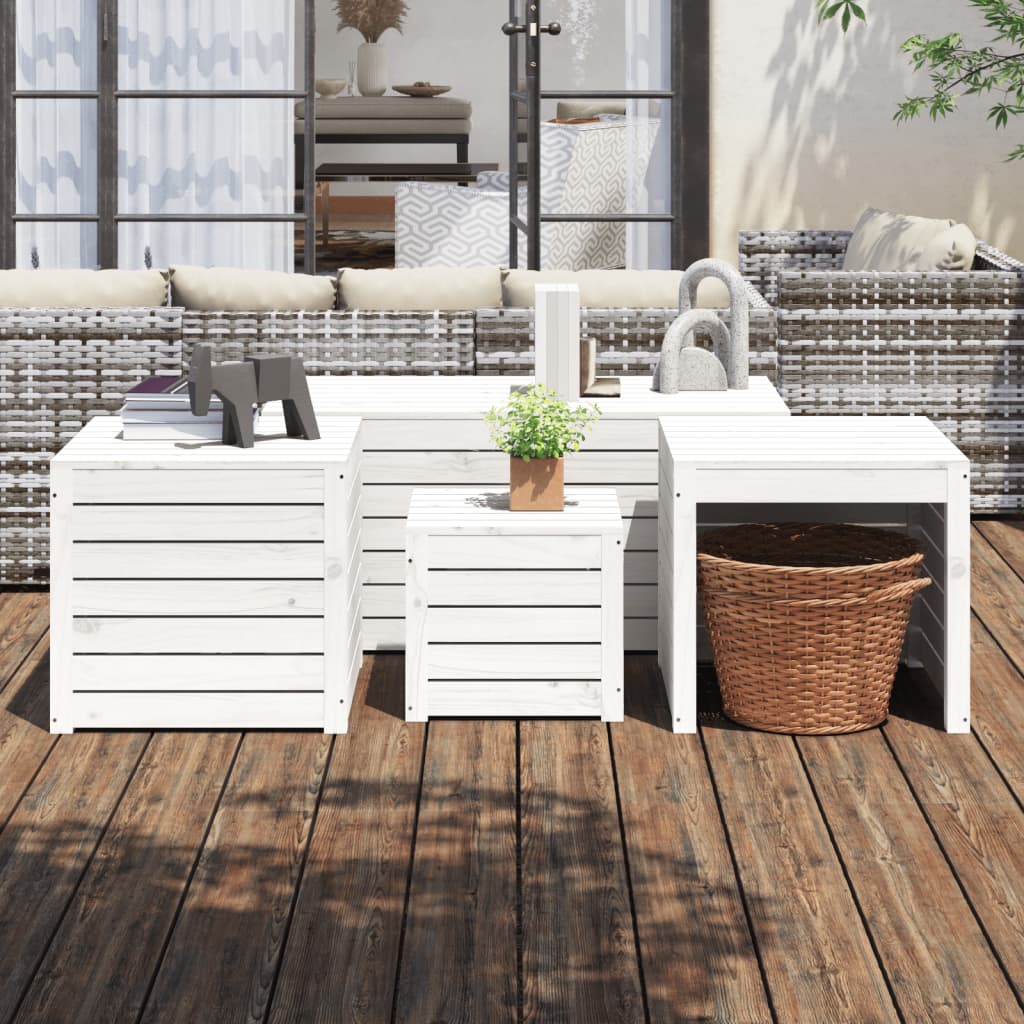Berkfield 4 Piece Garden Box Set White Solid Wood Pine