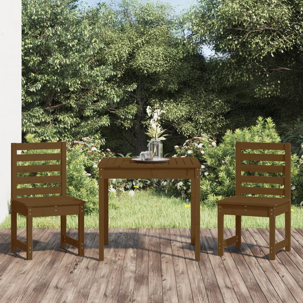 Berkfield 3 Piece Garden Bistro Set Honey Brown Solid Wood Pine