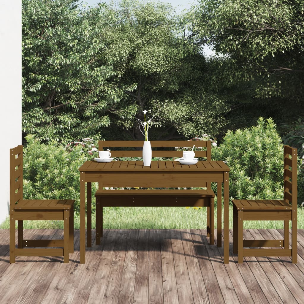 Berkfield 4 Piece Garden Dining Set Honey Brown Solid Wood Pine