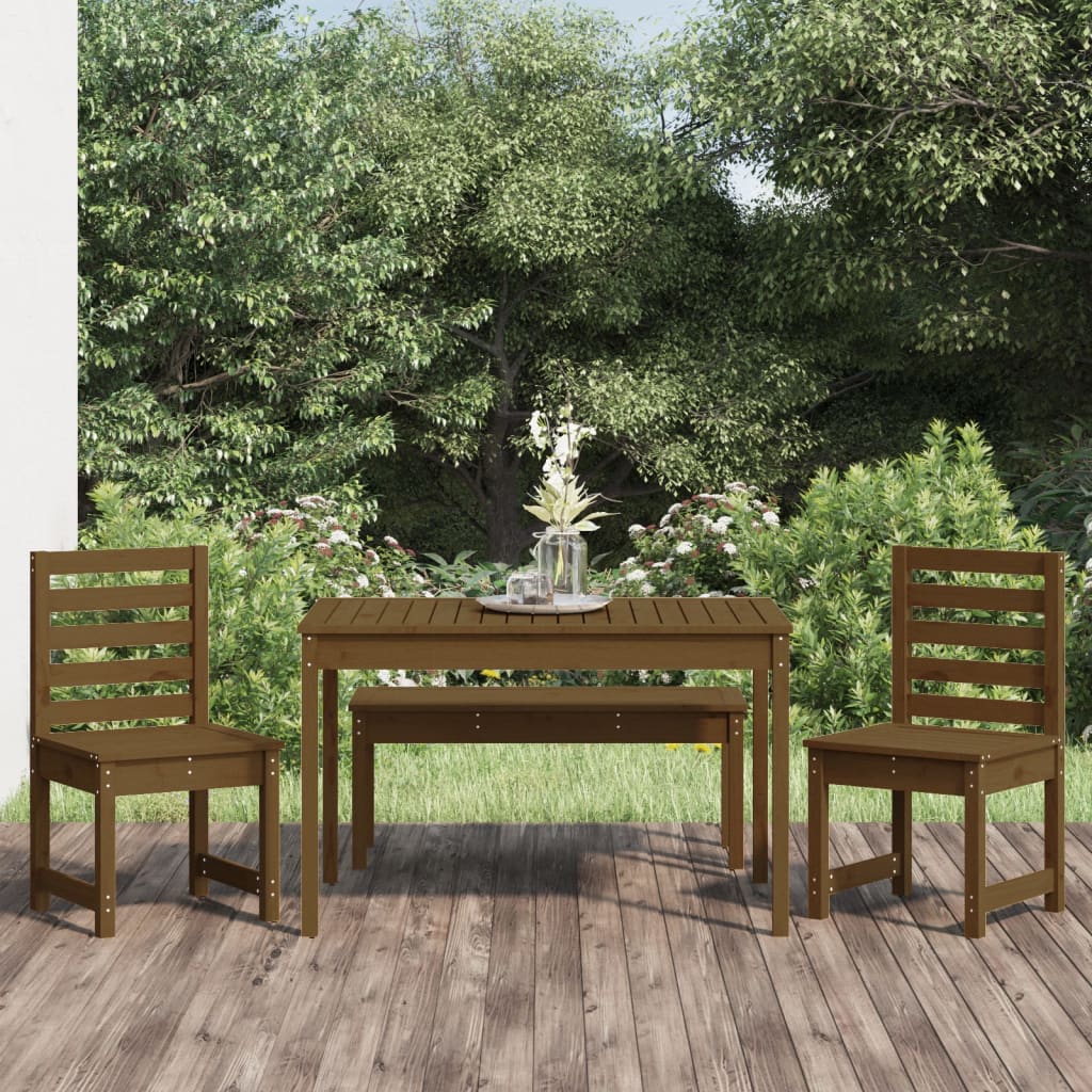 Berkfield 4 Piece Garden Dining Set Honey Brown Solid Wood Pine