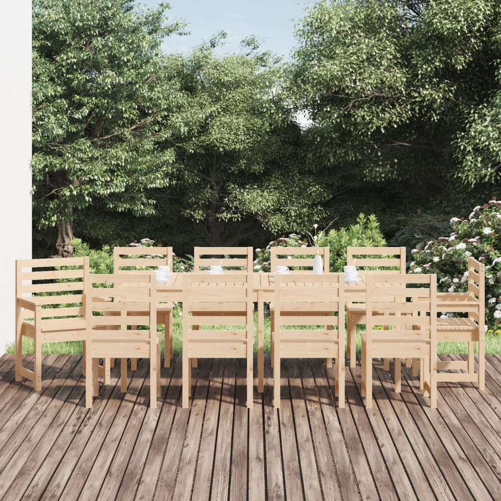 Berkfield 11 Piece Garden Dining Set Solid Wood Pine