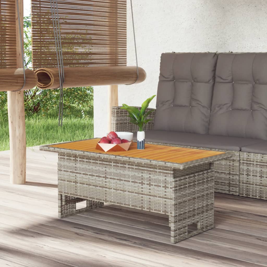 Berkfield Garden Table Grey 100x50x43/63 cm Solid Wood Acacia&Poly Rattan