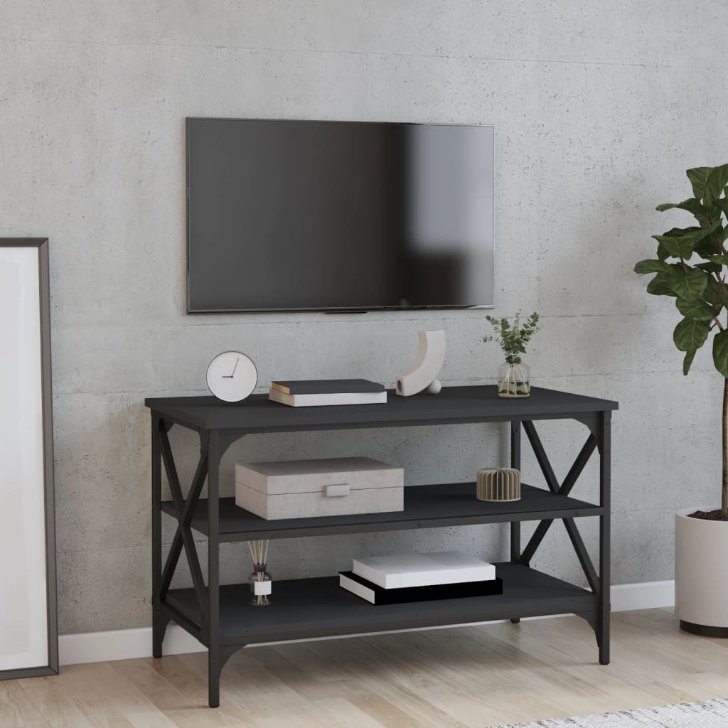 Berkfield TV Cabinet Black 80x40x50 cm Engineered Wood