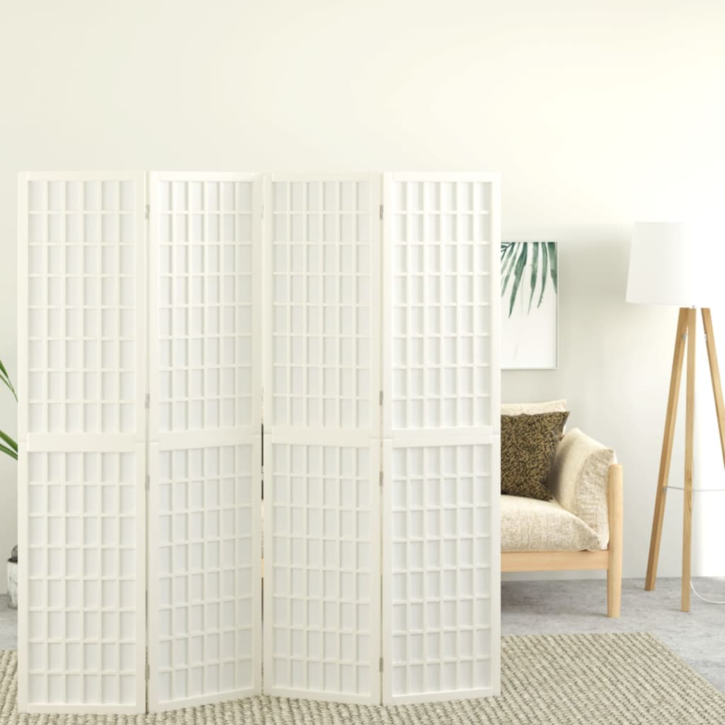 Berkfield Folding 4-Panel Room Divider Japanese Style 160x170 cm White