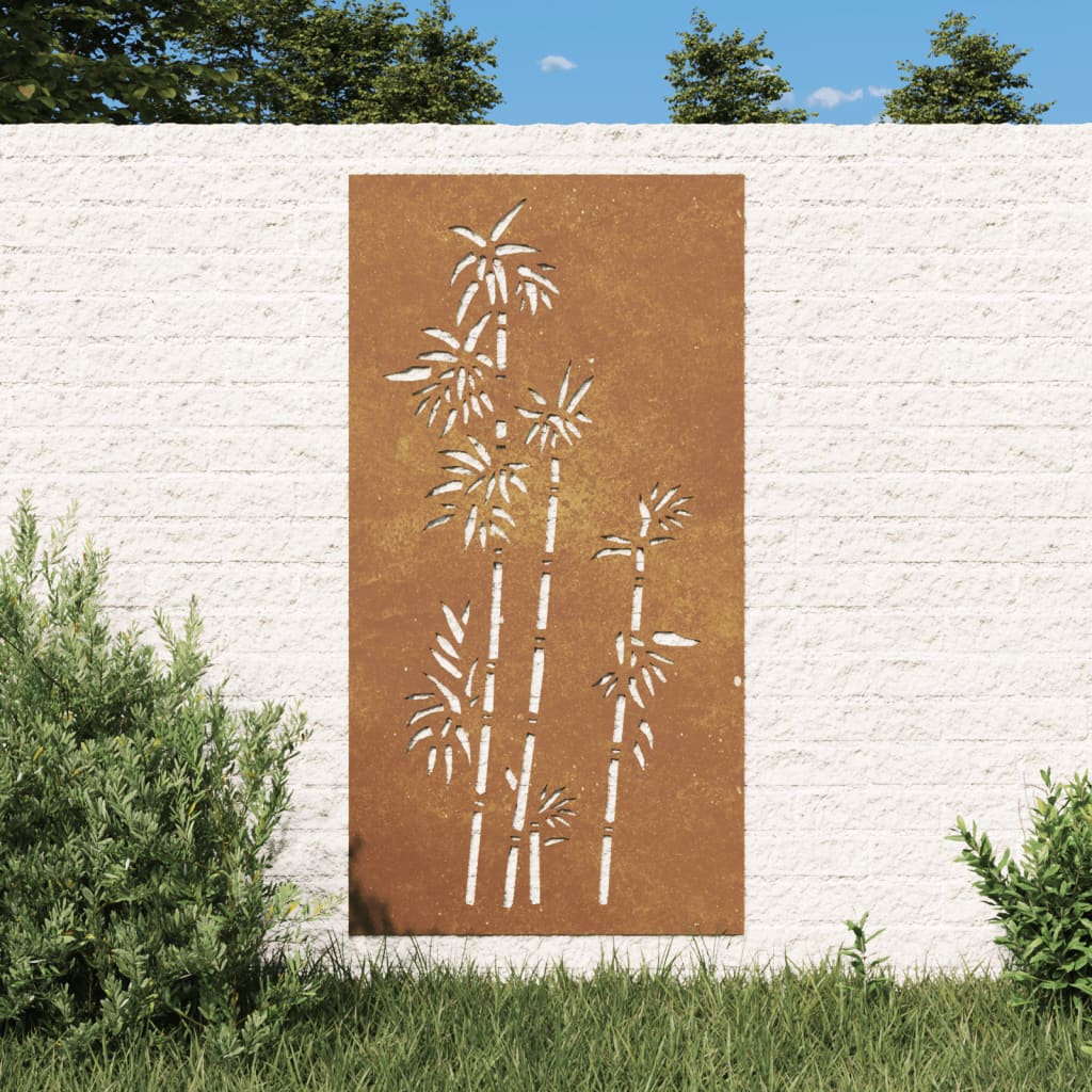 Berkfield Garden Wall Decoration 105x55 cm Corten Steel Bamboo Design