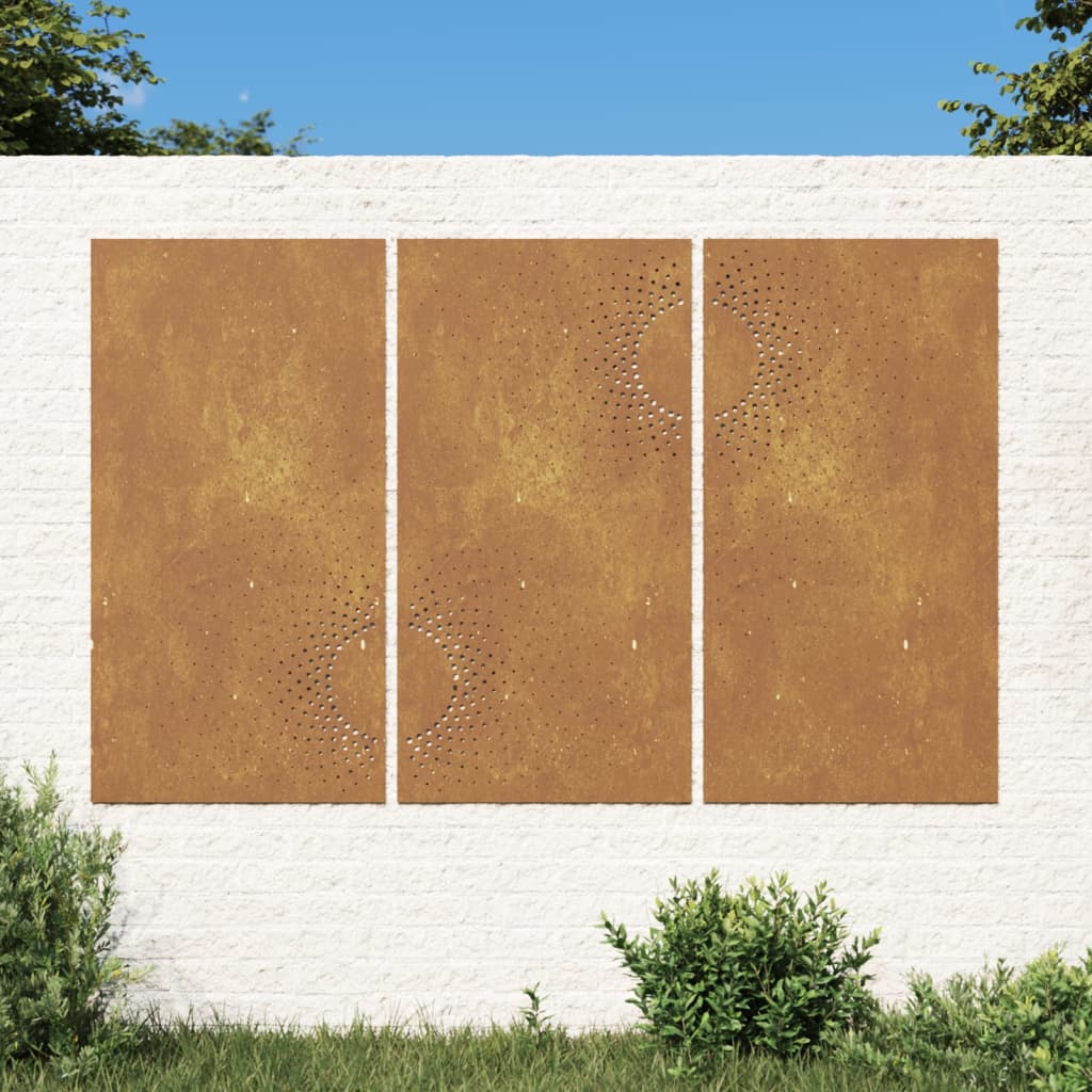 Berkfield Garden Wall Decorations 3 pcs 105x55 cm Corten Steel Sun Design