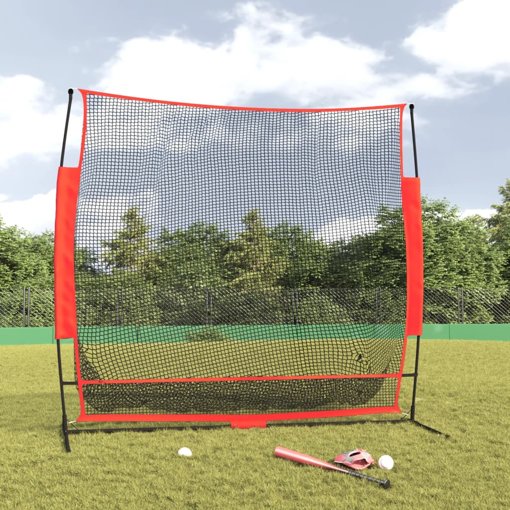 Berkfield Portable Baseball Net Black and Red 215x107x216 cm Polyester