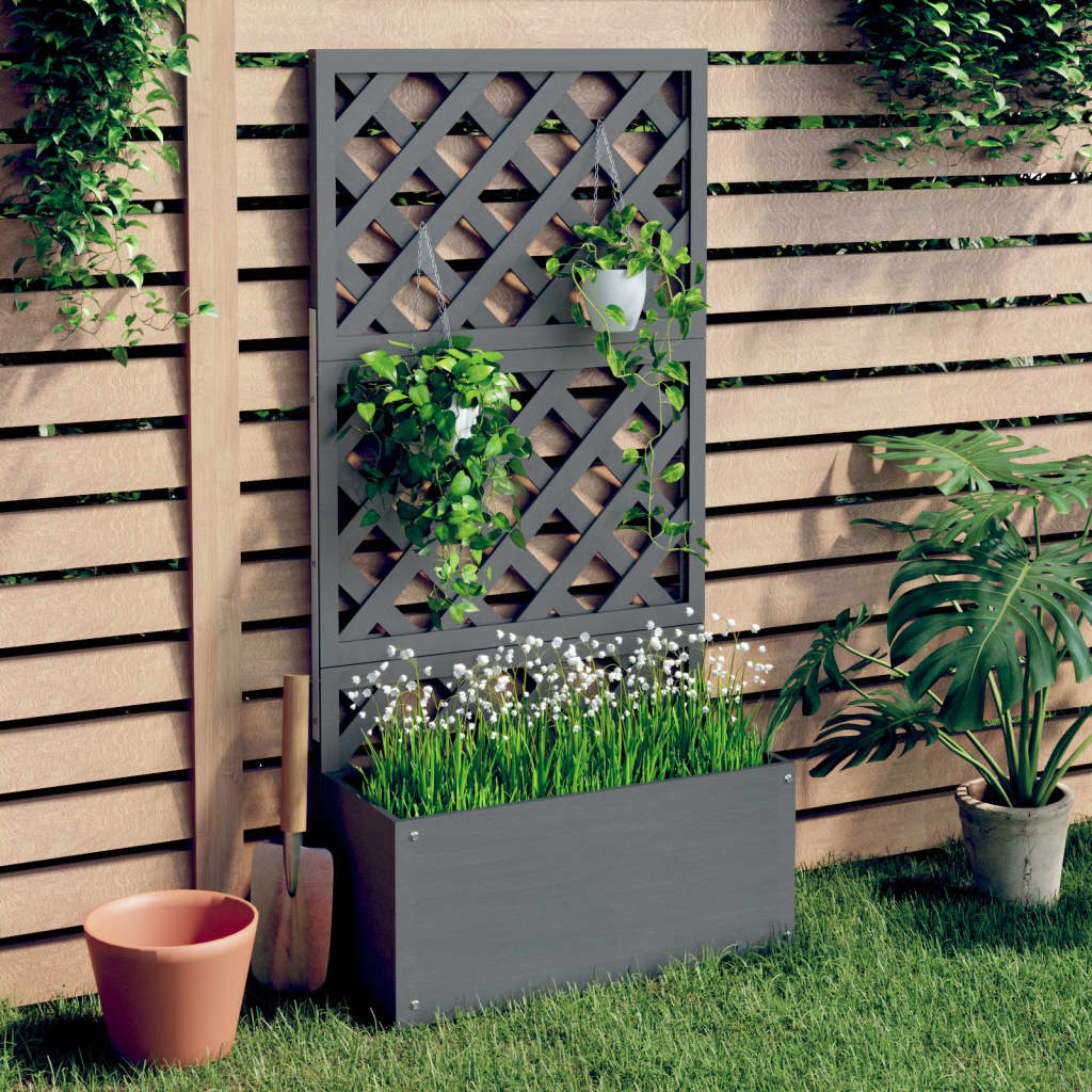 grey trellis planter Berkfield Trellis Planter Grey 65x33x135 cm WPC – Berkfield Home