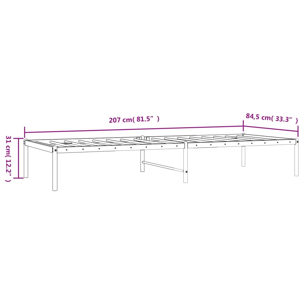 Berkfield Metal Bed Frame Black 80x200 cm