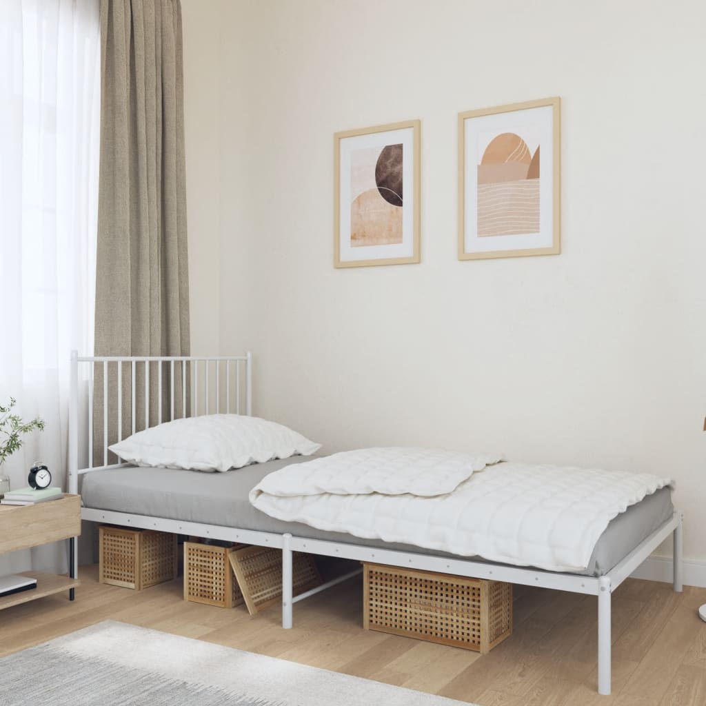 Berkfield Metal Bed Frame with Headboard White 107x203 cm