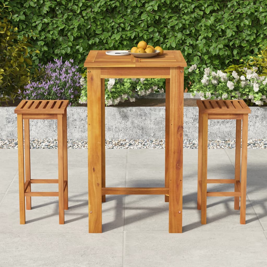Berkfield 3 Piece Garden Dining Set Solid Wood Acacia