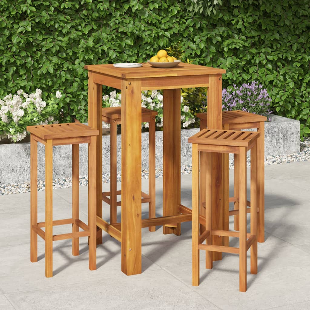 Berkfield 5 Piece Garden Dining Set Solid Wood Acacia