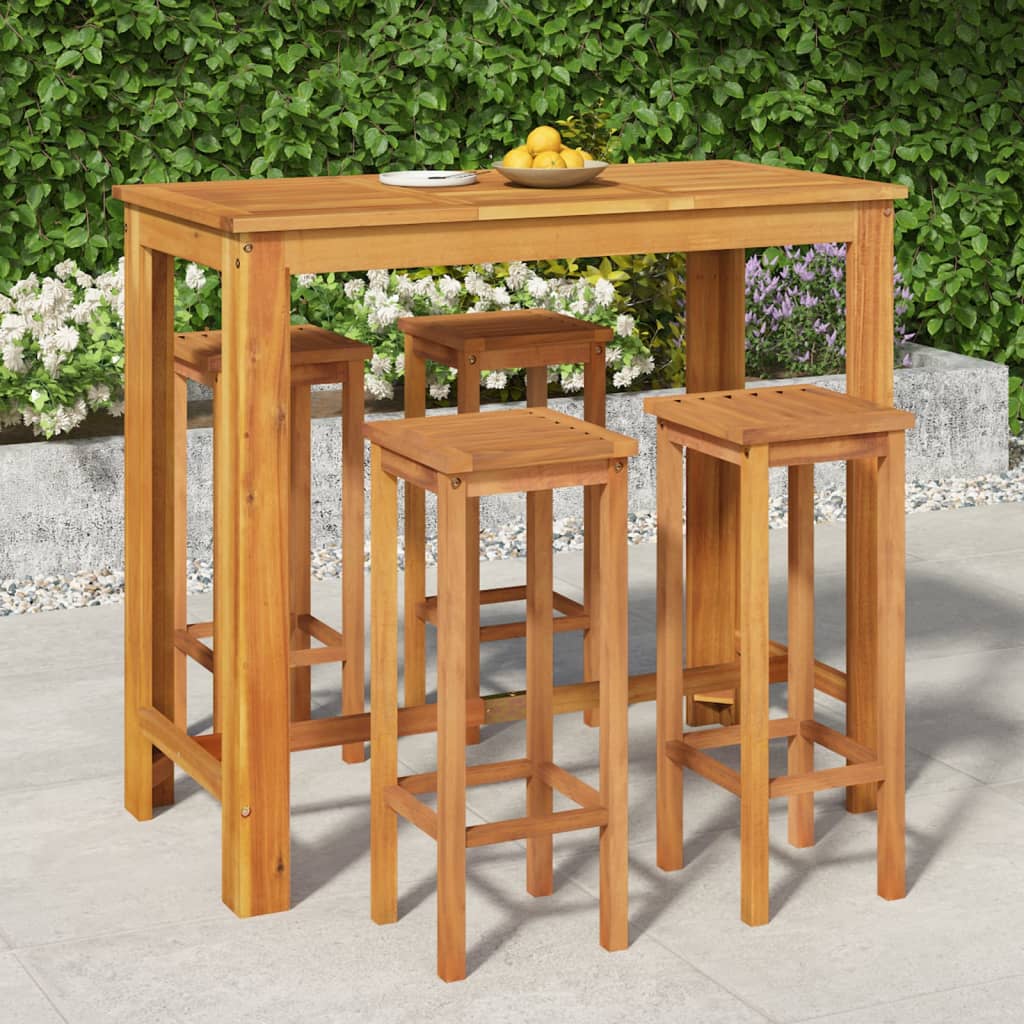 Berkfield 5 Piece Garden Dining Set Solid Wood Acacia