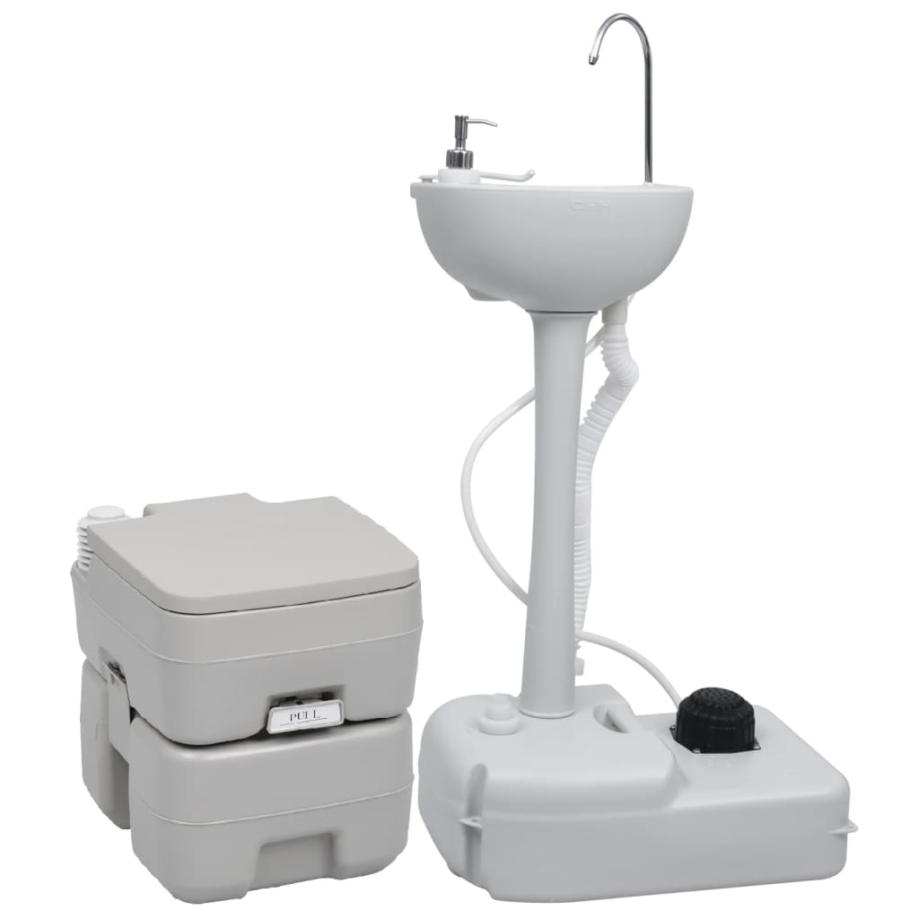Berkfield Portable Camping Toilet and Handwash Stand Set