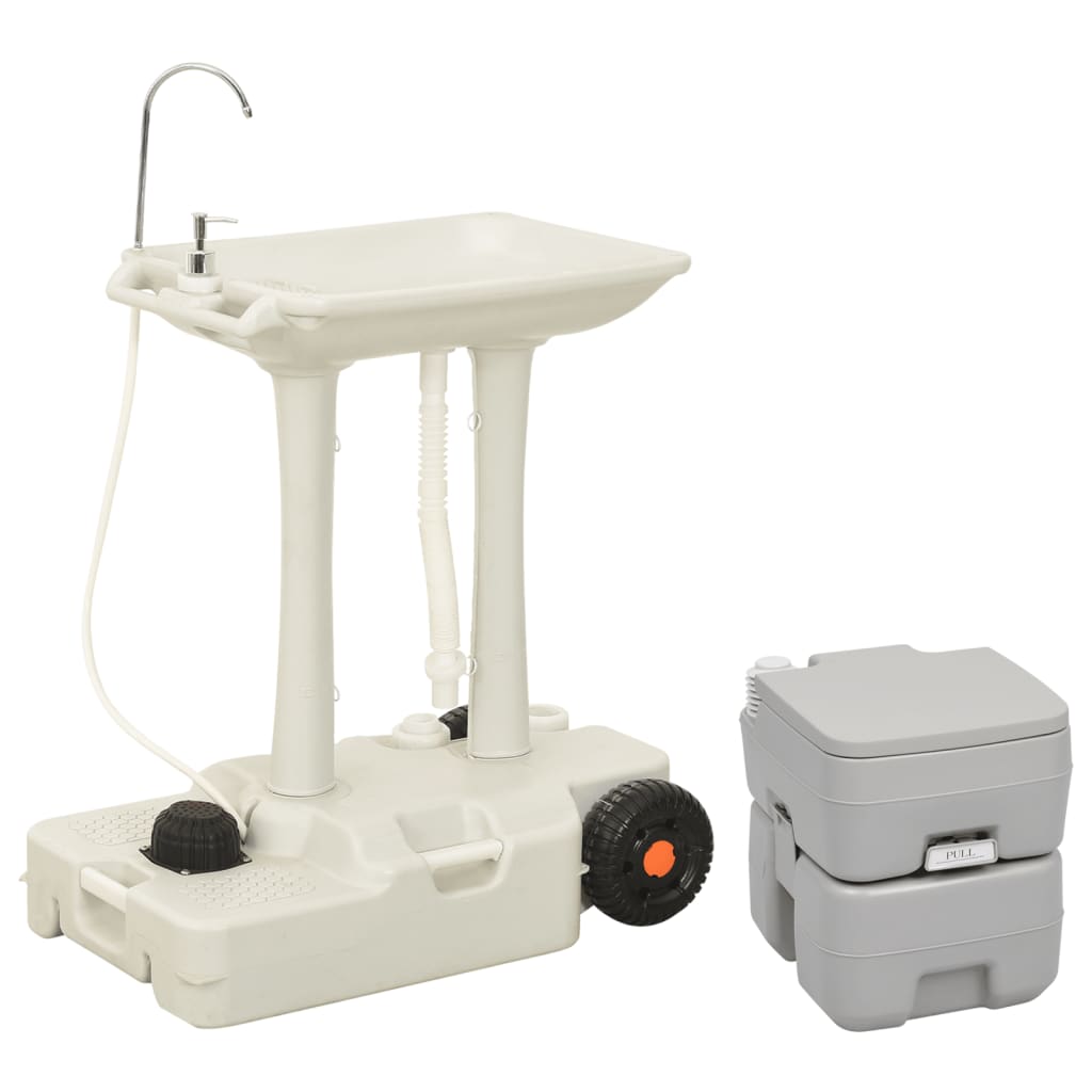 Berkfield Portable Camping Toilet and Handwash Stand Set