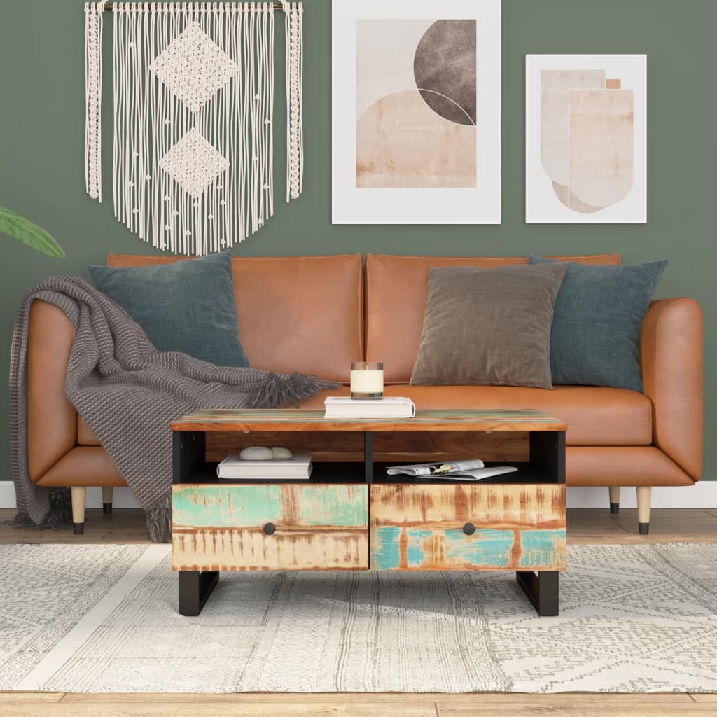 Berkfield Coffee Table 80x54x40 cm Solid Wood Reclaimed&Engineered Wood