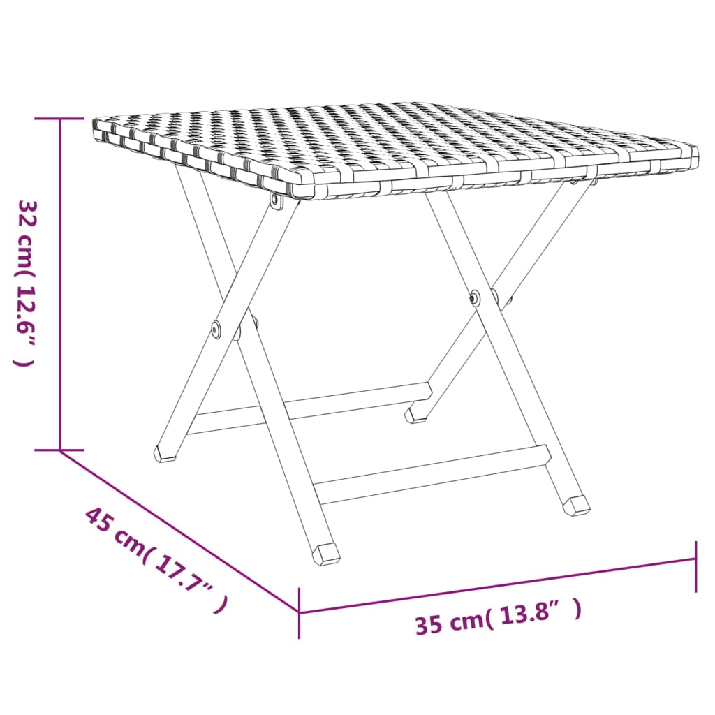 Berkfield Folding Table Brown 45x35x32 cm Poly Rattan