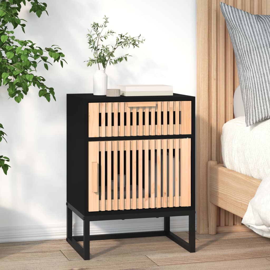 Berkfield Bedside Cabinet Black 40x30x55.5 cm Engineered Wood&Iron