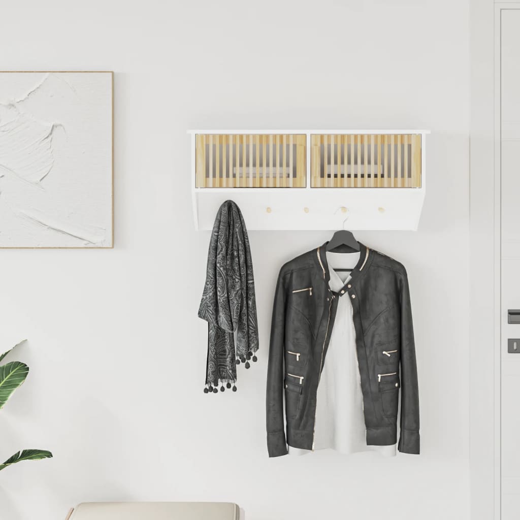 Berkfield Wall Wardrobe with Hooks White 80x24x35.5 cm Engineered Wood