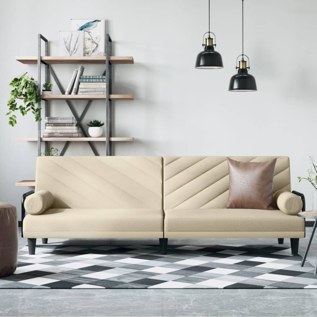 Berkfield Sofa Bed with Armrests Cream Fabric
