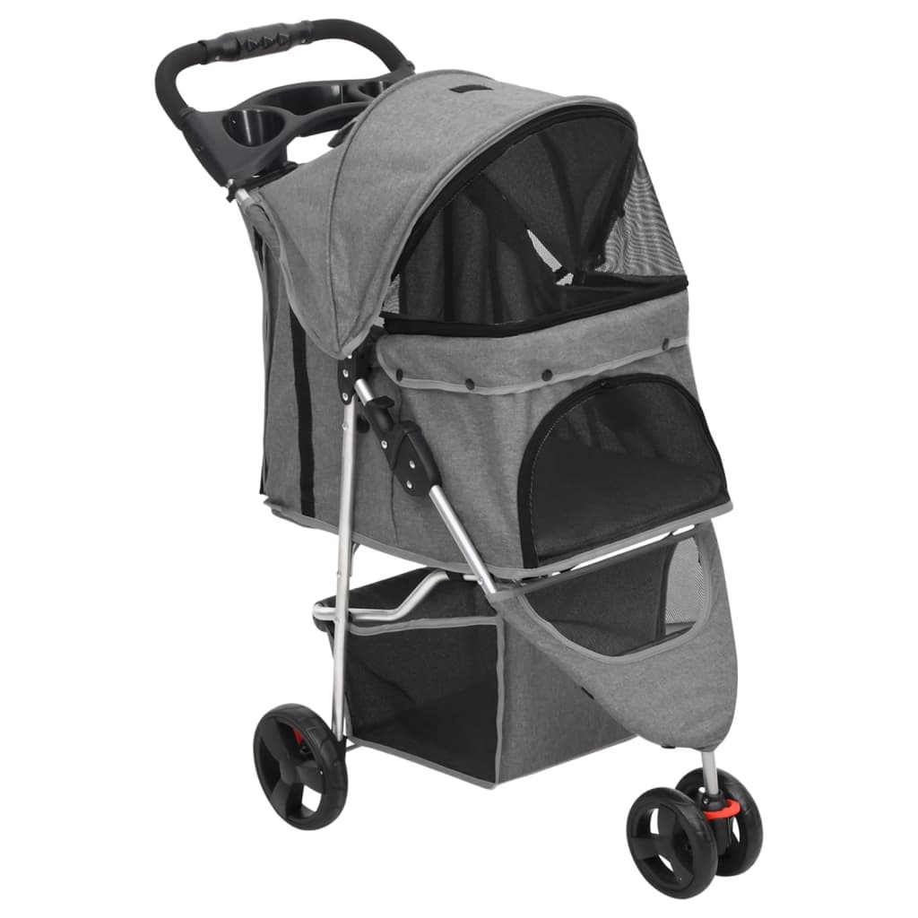 Berkfield Folding Dog Stroller Grey 80x46x98 cm Oxford Fabric
