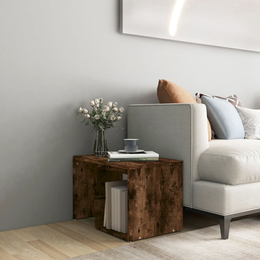 Berkfield Side Table Smoked Oak 59x36x38 cm Engineered Wood