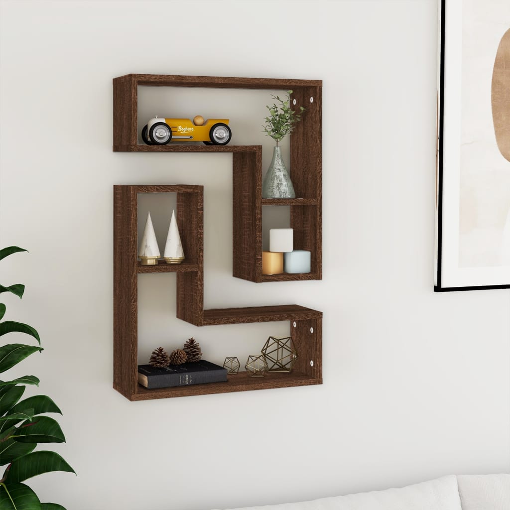 Berkfield Wall Shelves 2 pcs Brown Oak 50x15x50 cm Engineered Wood
