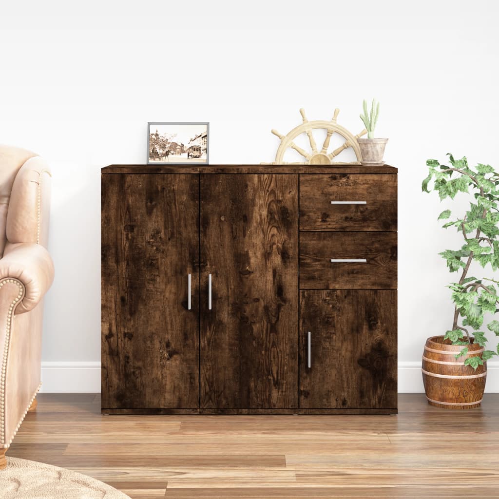 Berkfield Sideboard Smoked Oak 91x29.5x75 cm Engineered Wood