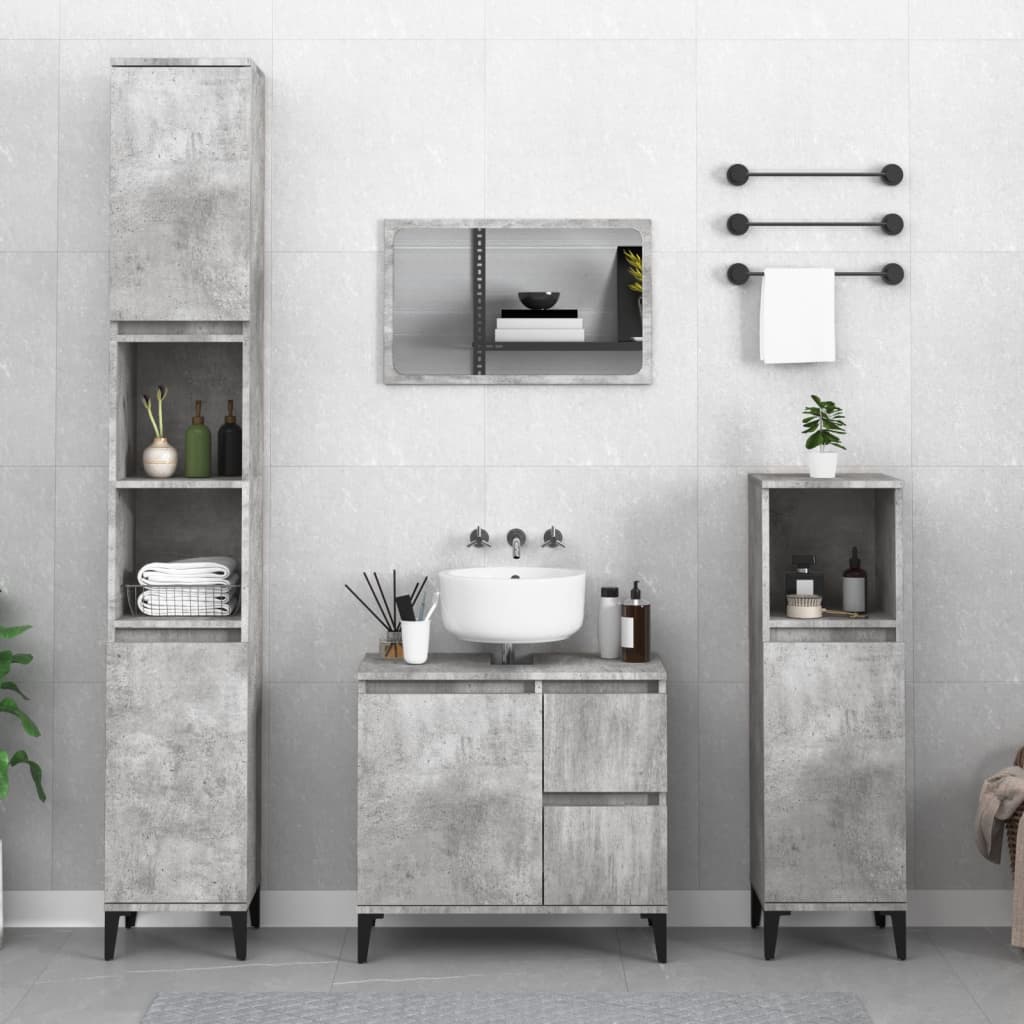 Berkfield Bathroom Cabinet Concrete Grey 30x30x100 cm Engineered Wood