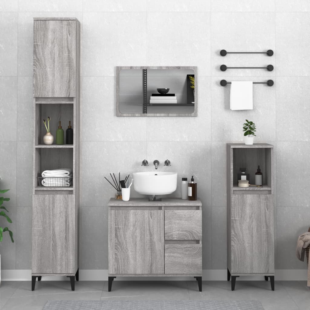 Berkfield Bathroom Cabinet Grey Sonoma 30x30x100 cm Engineered Wood