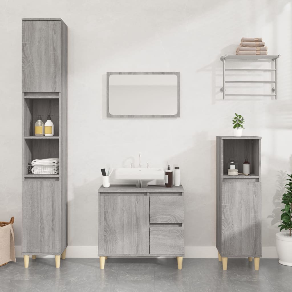 Berkfield Bathroom Cabinet Grey Sonoma 65x33x60 cm Engineered Wood