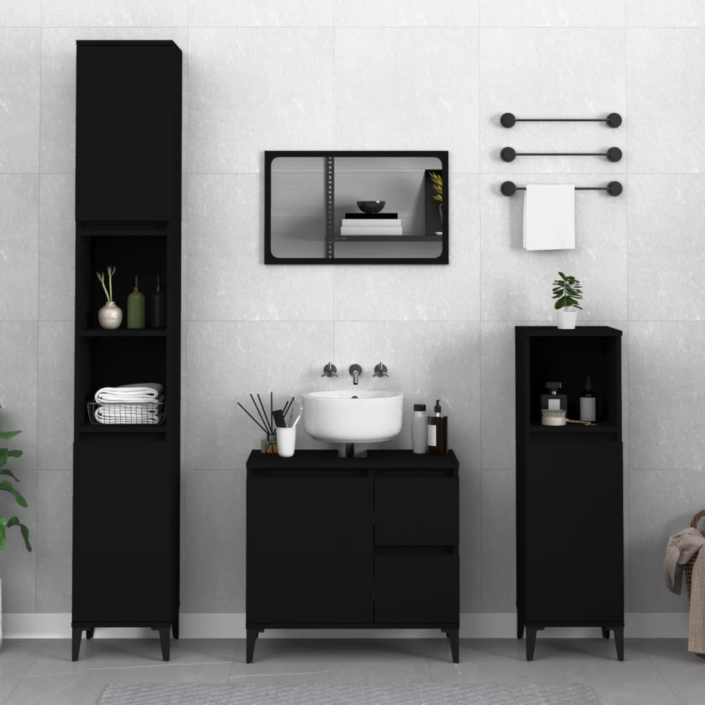 Berkfield Bathroom Cabinet Black 65x33x60 cm Engineered Wood