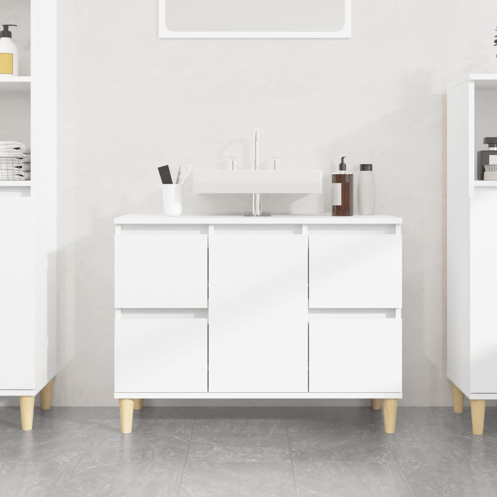 Berkfield Sink Cabinet High Gloss White 80x33x60 cm Engineered Wood