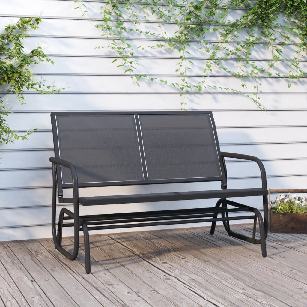 Berkfield Garden Glider Bench Black 120.5x76x86.5 cm Textilene&Steel
