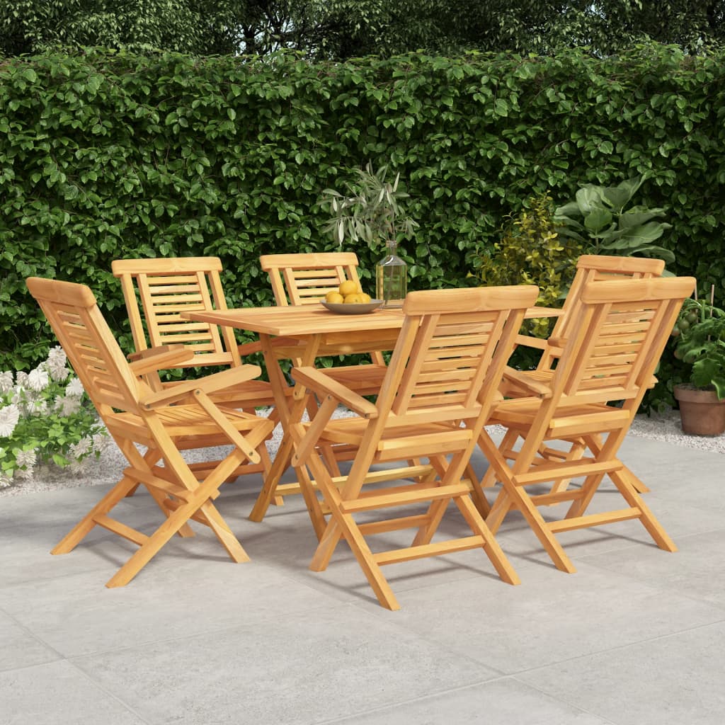 Berkfield 7 Piece Garden Dining Set Solid Wood Teak