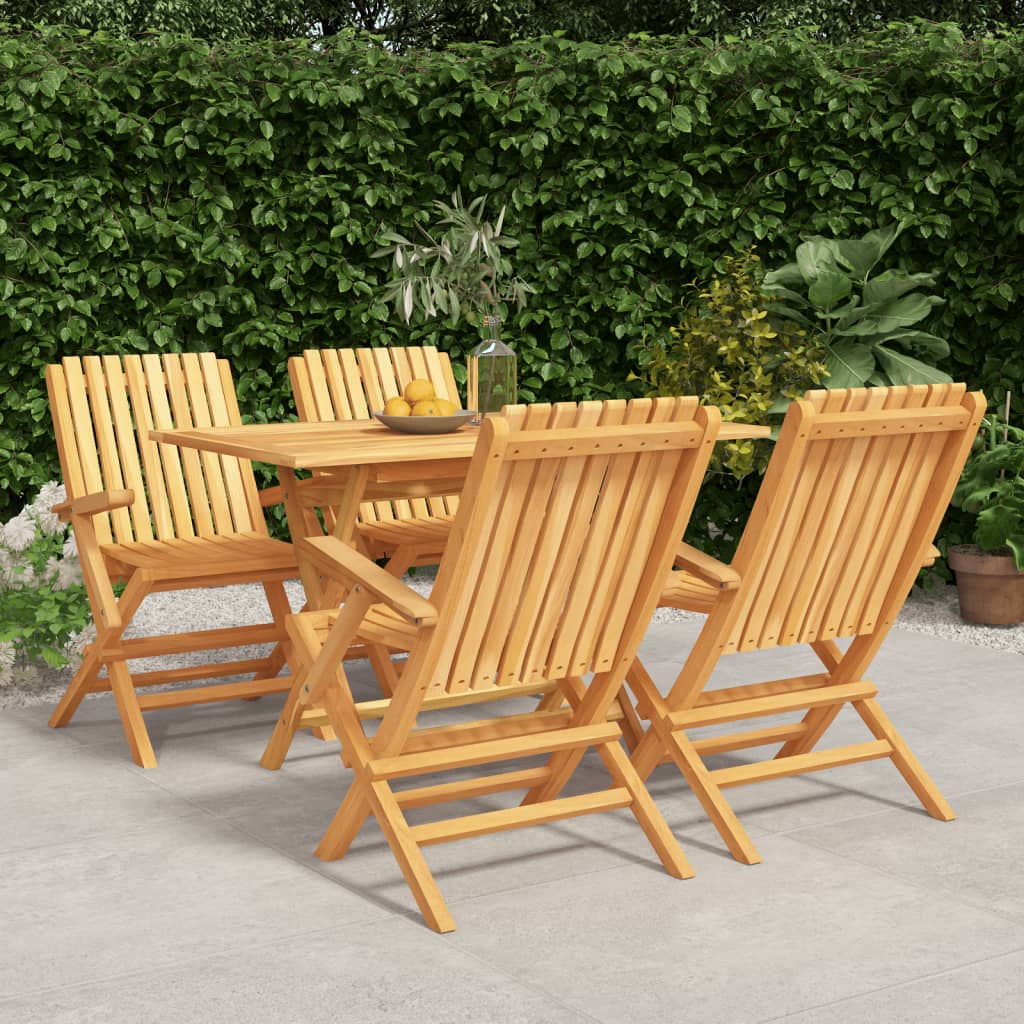 Berkfield 5 Piece Garden Dining Set Solid Wood Teak
