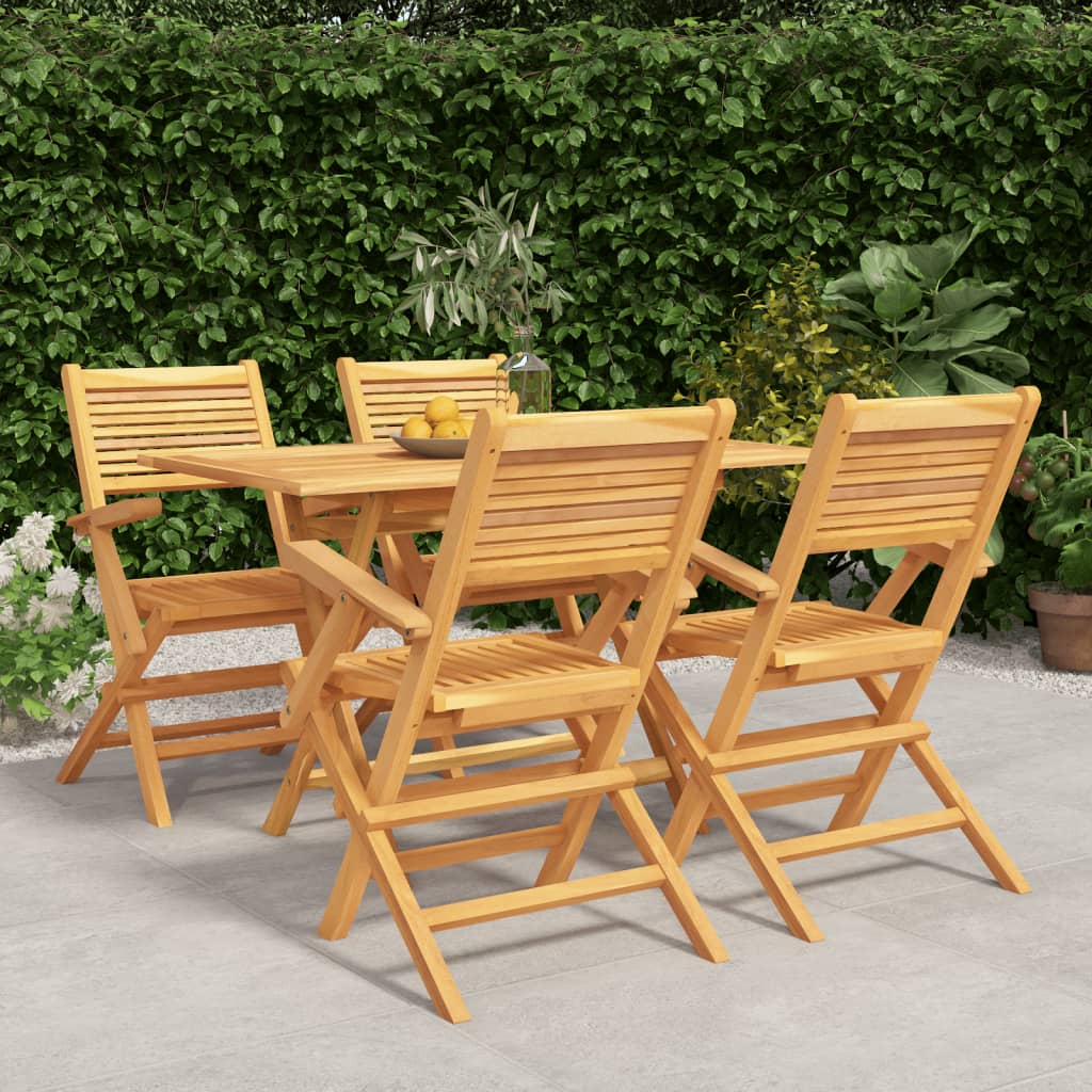 Berkfield 5 Piece Garden Dining Set Solid Wood Teak