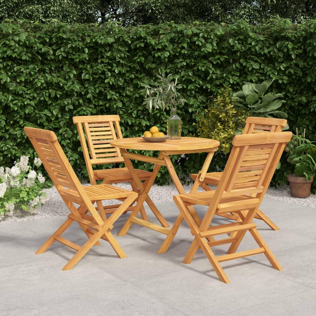 Berkfield 5 Piece Garden Dining Set Solid Wood Teak