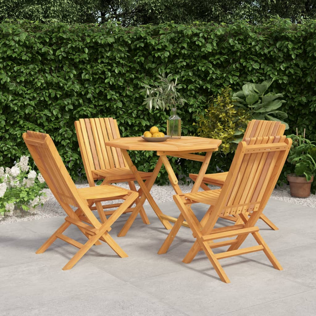 Berkfield 5 Piece Garden Dining Set Solid Wood Teak